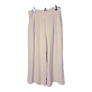 H&M | Creamy Off White Cropped Wide Leg Linen Blend Pull On Pants, Size 10